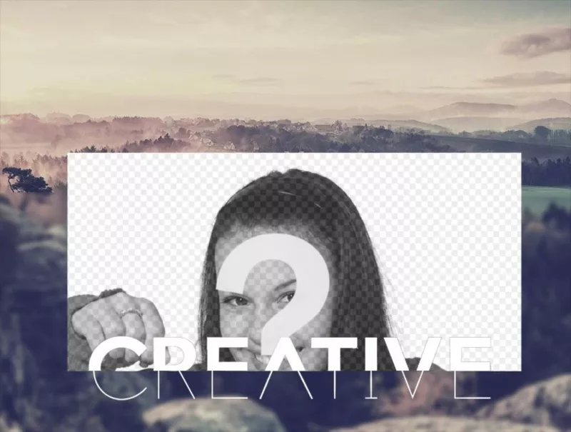 Photo frame edged of clouds with the word CREATIVE cloud in different typefaces to make online ..
