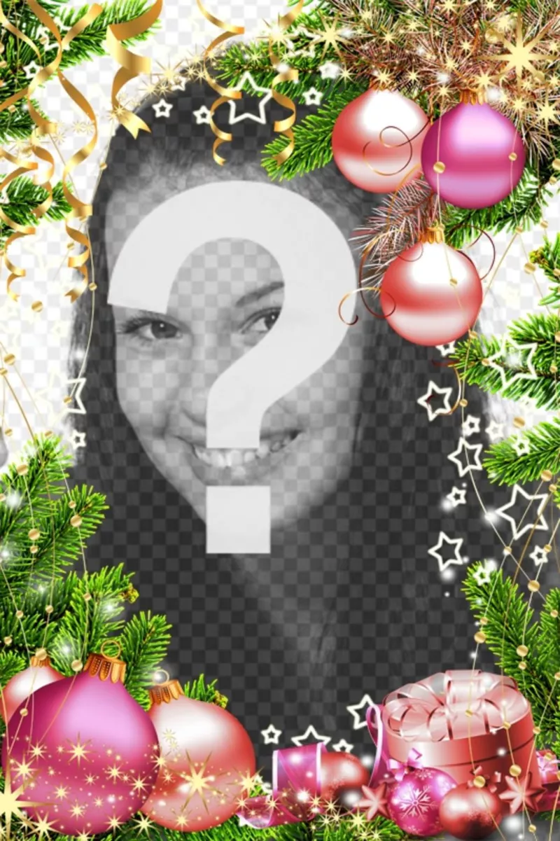 Photo frame with Christmas decorations