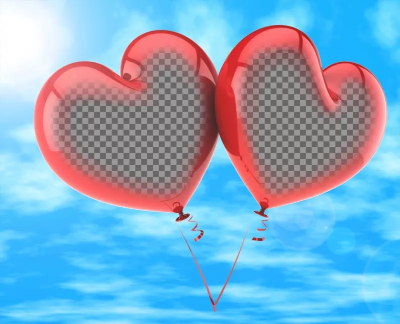 Photo effect for two photos of two heart-shaped balloons ..