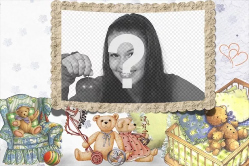 teddy bear holding picture frame