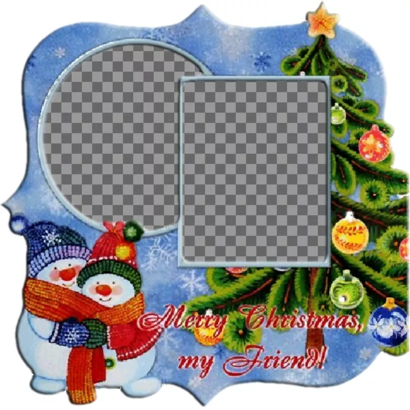 Frame for two photos on the occasion of Christmas tree and..