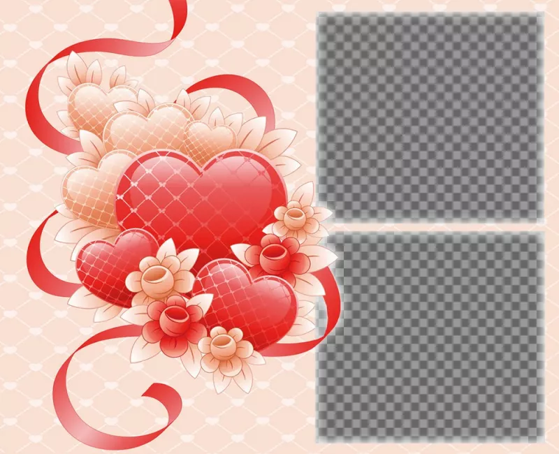 Photo effect for two picture with a motif of a heart ..