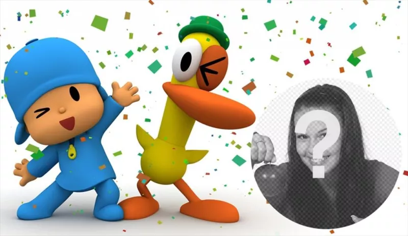 Pocoyo and Duck in a fun party where you can put your photo ..