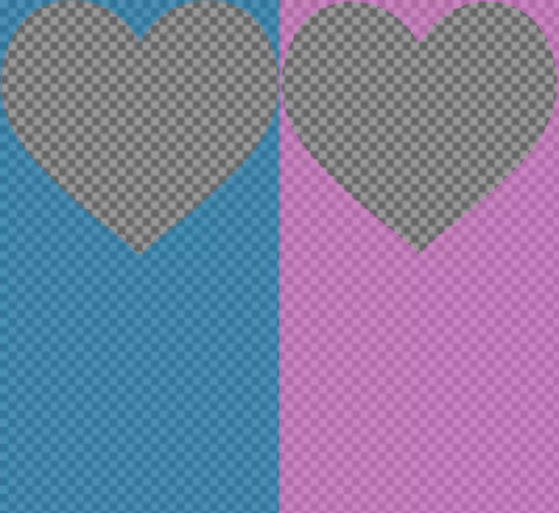 Effect for two photos and add them in a pink and blue filter with hearts ..