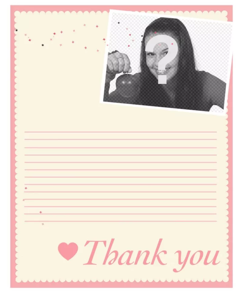 Online thank you letter you can customize with a photo ..