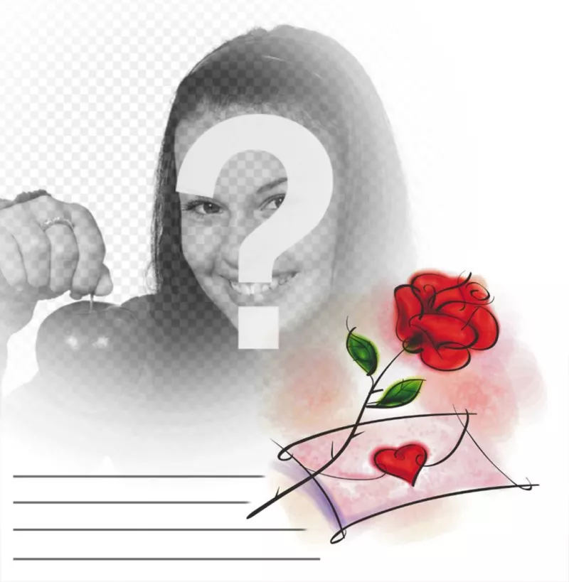 Photo effect with a red rose and a love letter you can edit ..