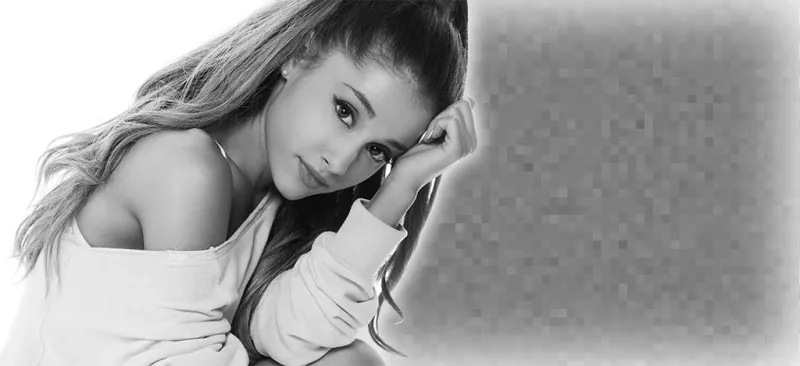 Mount for photos of the singer Ariana Grande in black and white ..