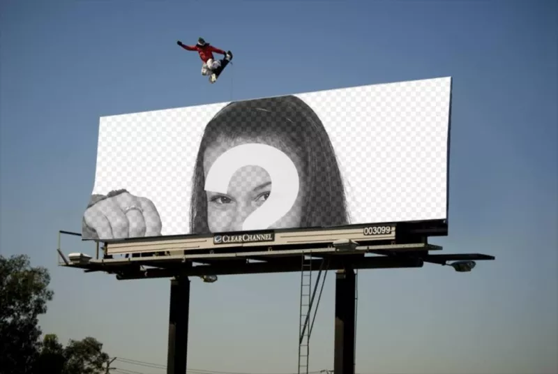 Picture frame that appears on a huge poster with a skateboard skater..