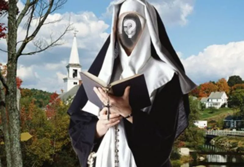 montage of nun reading. upload your picture and make this fun photo..