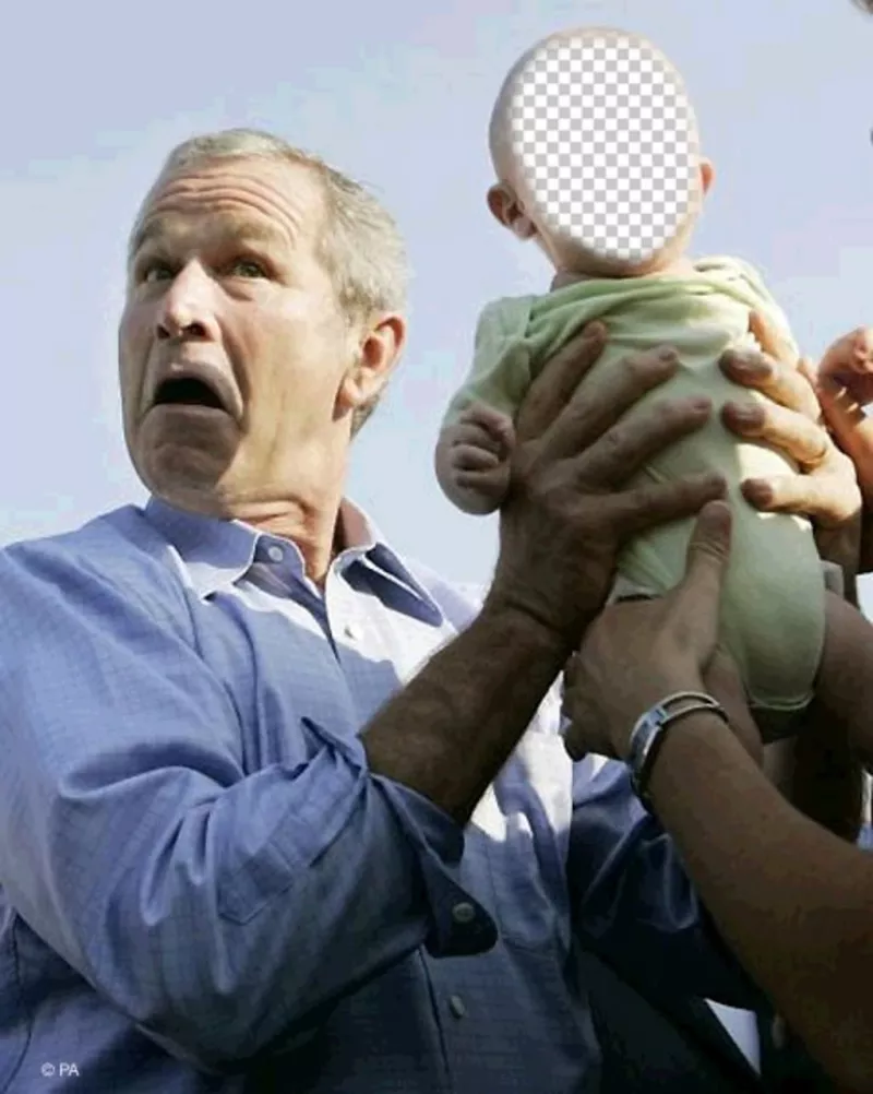 Edit this fun photo montage with George Bush and a baby ..