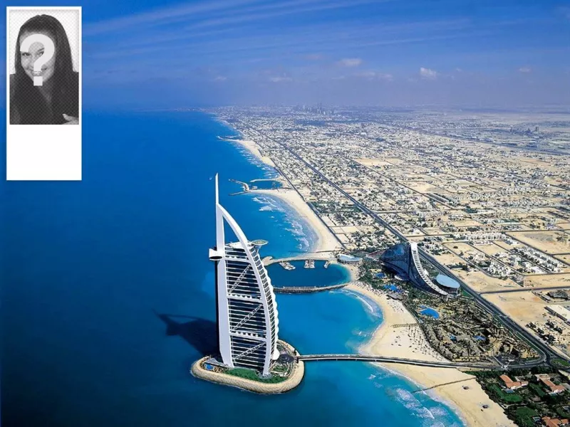Twitter background with your photo, with background image of Dubai and the Hotel..