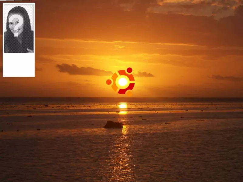 Twitter background with a sunset and the symbol of Ubuntu..