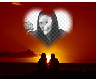 love heart-shaped collagewith couple and sunset