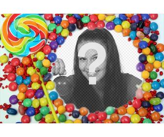 for photos with decorative edge of candy and lollipop frame picture and save or send an email to the result