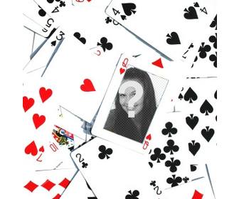 photomontage made up lot of poker cards upturned disordered with q of hearts in the center of the image within this menu u can insert picture