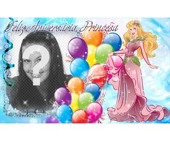 photo montage to create postcard to congratulate the birthday of the princess of the house