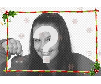 edit an image from this page with this template to photomontage consisting of discrete part with christmas for photograph in width garlands and green bars with red stripes