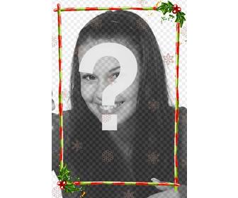 discrete photo frame for photograph it consists of red stripes with green stripes decorated with christmas themes with slides of different configurations of ice crystals