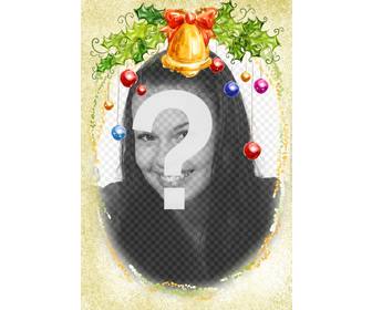 template of an oval decorated with bell and christmas style