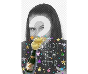 happy new year postcard u can customize it with photo in this frame of stars of different sizes and colors of glitter letters