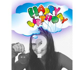 postcard happy birthday greeting with balloons