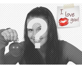 put postit i love u with kiss on the picture perfect for valentine compliment