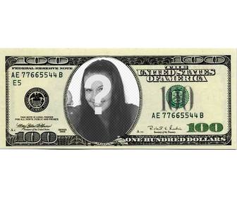 photo montage of 100 dollars bill to put your photo inside and amaze your friends