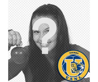 photomontage with the shield of tigres uanl of mexico