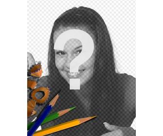 photo frame with colored pencils special for photos of children and students
