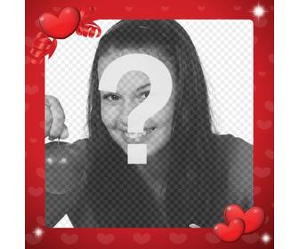 photo frame of love to decorate your photo with red hearts