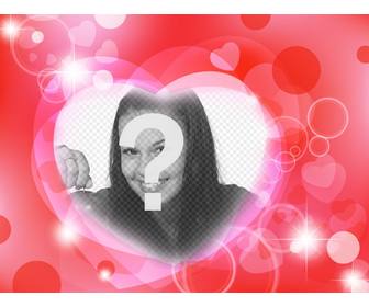 romantic photoframe with heart shape and bright flashes with red background to put ur photo