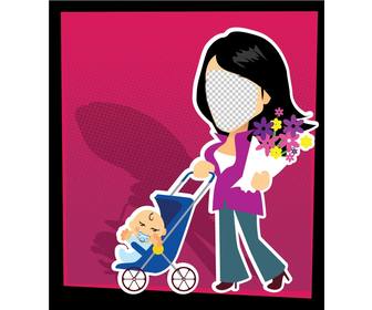 card of mothers day with style of cartoon to edit