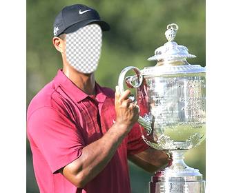 template of tiger woods raising glass to edit and put face