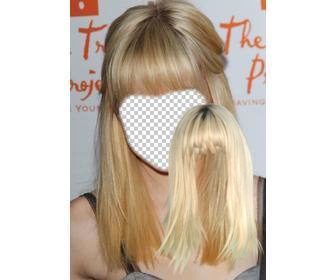 photomontage woman blonde wig to change ur hair