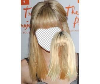 photomontage woman blonde wig to change your hair