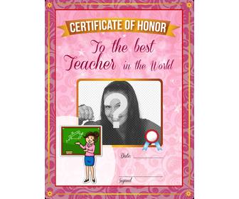 certificate to the best teacher in the world to customize online and free