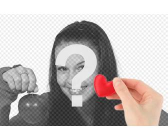 romantic collage with hand offering heart made of red fabric to put ur photo