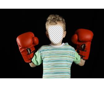 photomontage with child with boxing gloves to put ur picture on his face