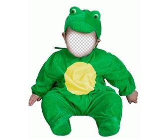 photomontage of green frog costume to put ur babys face