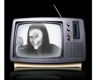 photomontage with retro television where u can place ur image as if u appear on tv show