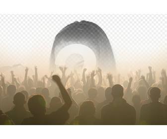 photomontage with picture of crowd of people in concert at music festival