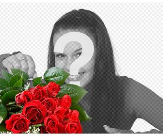 add romantic rose bouquet to ur photos to give to ur lover and add text online