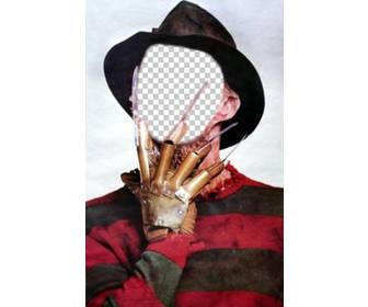 photo montage of freddy krueger with his claws in the face