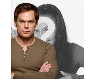 create photomontage with dexter morgan placing ur image in the background and adding free text online