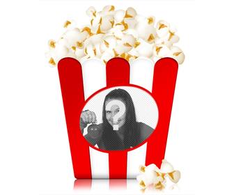 photomontage to put an image on the typical popcorn box to see movie in the cinema