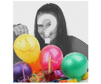 birthday card with comic filter and some balloons to put the picture on the background and congratulate anyone