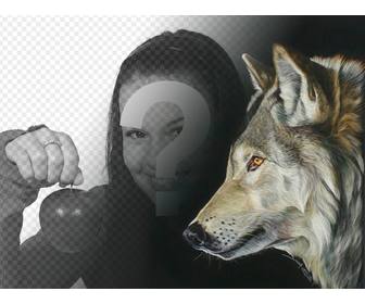 photomontage with picture of wolf to make collages with ur own images and phrases