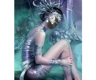 photomontage in which u become wood nymph in fantasy world with special attire and silver ties surrounding ur face