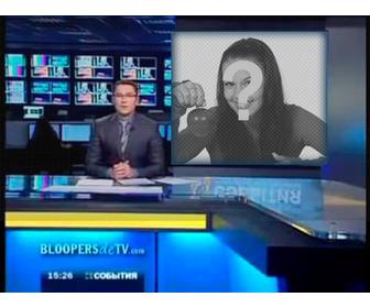 photomontage to appear on the screen of television show with newscaster