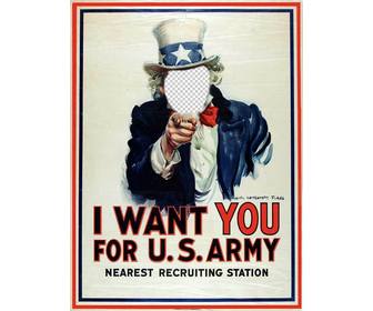 photomontage to put face to uncle sam in poster